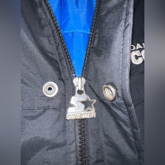 COWBOYS STARTER Men’s Black NFL Vintage Team Puffer Jacket Medium - Picture 2 of 8